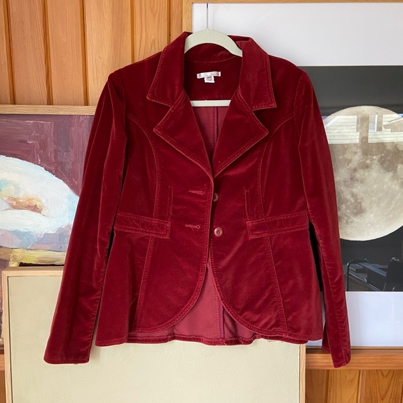 Dark red velvet blazer - Picture 9 of 9